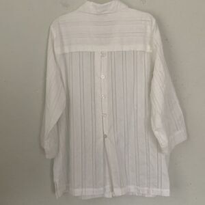 Alia Women’s White Cotton Textured V-Neck 3/4 Sleeves Lightweight Blouse Size 14